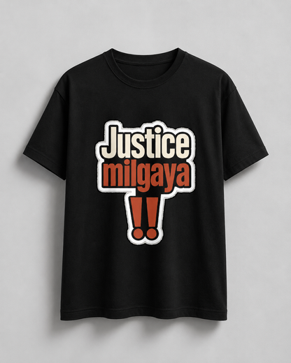 Cotton t-shirt with Justice theme