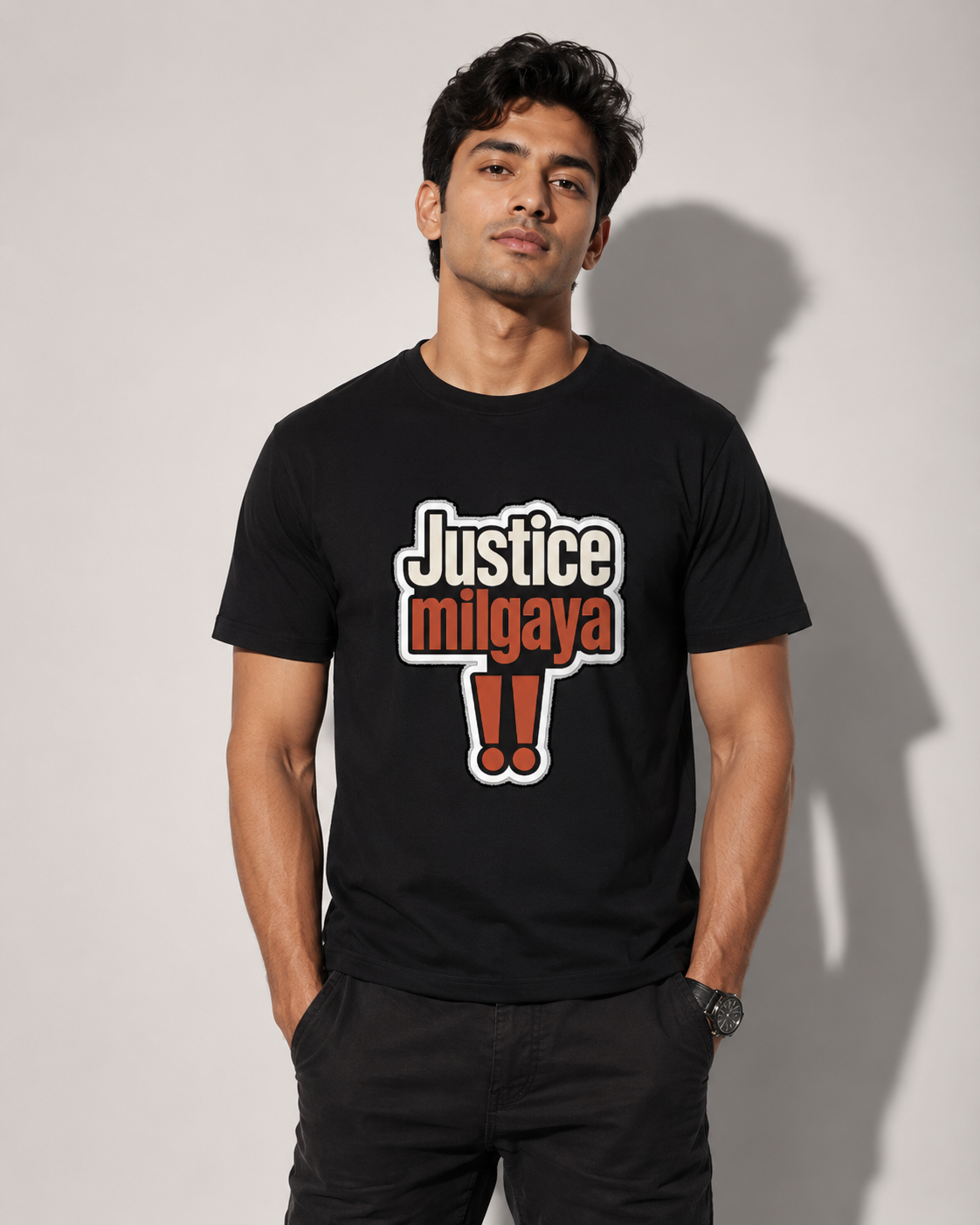 Cotton t-shirt with Justice theme