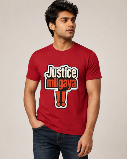 Cotton t-shirt with Justice theme