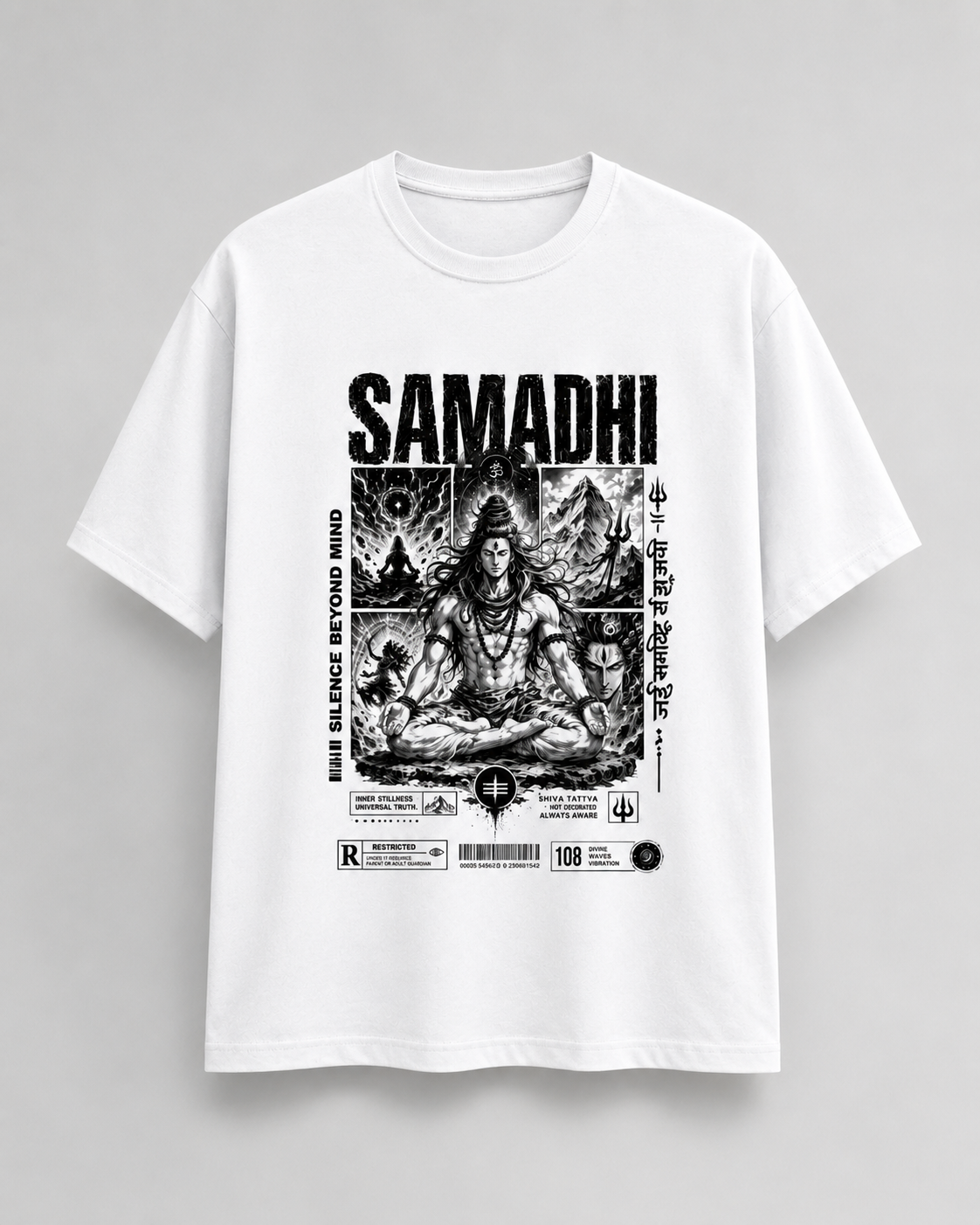 Shiva Theme White Cotton T-Shirt