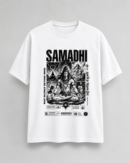 Shiva Theme White Cotton T-Shirt